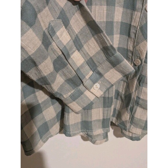 Mystree Emb Dusty Green L/S Gingham Plaid S Women's Button Front Woven Shirt - Picture 4 of 4